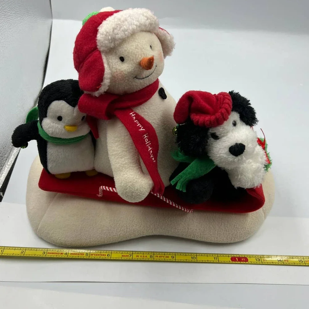 Vintage Hallmark Jingle‎ Pals Snowman Sled Dog & Penguin TESETD Working 7197